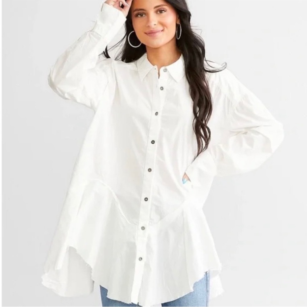 Free People Freya Button Down Tunic Shirt